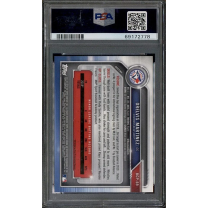 Graded 2019 Bowman Chrome Orelvis Martinez baseball card in PSA holder