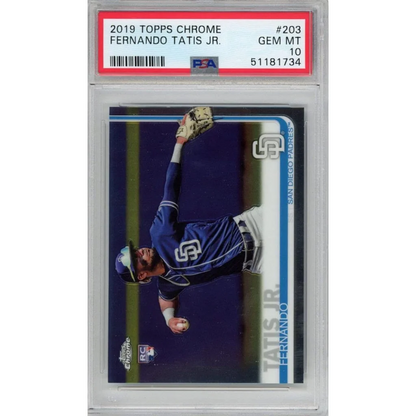 Graded 2019 Topps Chrome Fernando Tatis Jr. #203 Rookie RC Baseball Card PSA 10 Gem Mint | Hall of Fame Sports Memorabilia | vintageantiquesgifts.com