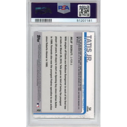 Graded 2019 Topps Chrome Update Fernando Tatis Jr. #54 Rookie RC Baseball Card PSA 10 Gem Mint | PSA 10 Gem Mint Graded Rookie Card | vintageantiquesgifts.com
