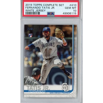 Graded 2019 Topps Complete Set Fernando Tatis Jr. #410 White Jersey Rookie RC Baseball Card PSA 10 Gem Mint | Hall of Fame Sports Memorabilia | vintageantiquesgifts.com