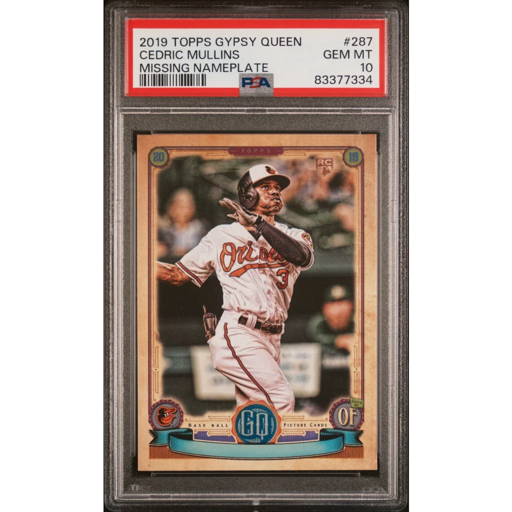 Graded 2019 Topps Gypsy Queen Cedric Mullins #287 Missing Nameplate Rookie RC Baseball Card PSA 10 Gem Mint | Hall of Fame Sports Memorabilia | vintageantiquesgifts.com
