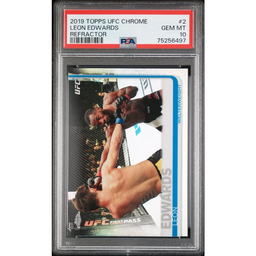 Graded 2019 Topps UFC Chrome Leon Edwards #2 Refractor Rookie RC UFC MMA Card PSA 10 Gem Mint | Hall of Fame Sports Memorabilia | vintageantiquesgifts.com