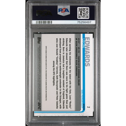 Graded 2019 Topps UFC Chrome Leon Edwards #2 Refractor Rookie RC UFC MMA Card PSA 10 Gem Mint | PSA 10 Gem Mint Graded Rookie Card | vintageantiquesgifts.com