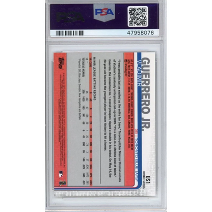 Graded PSA GEM MT 10 Vladimir Guerrero Jr Baseball Card on display