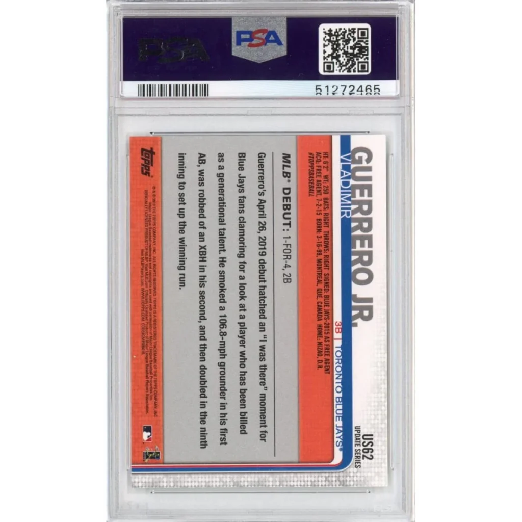 PSA 10 Graded 2019 Topps Update Vladimir Guerrero Jr. Rookie Card