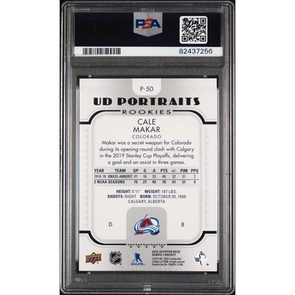 High-quality PSA graded Cale Makar hockey trading card for collectors