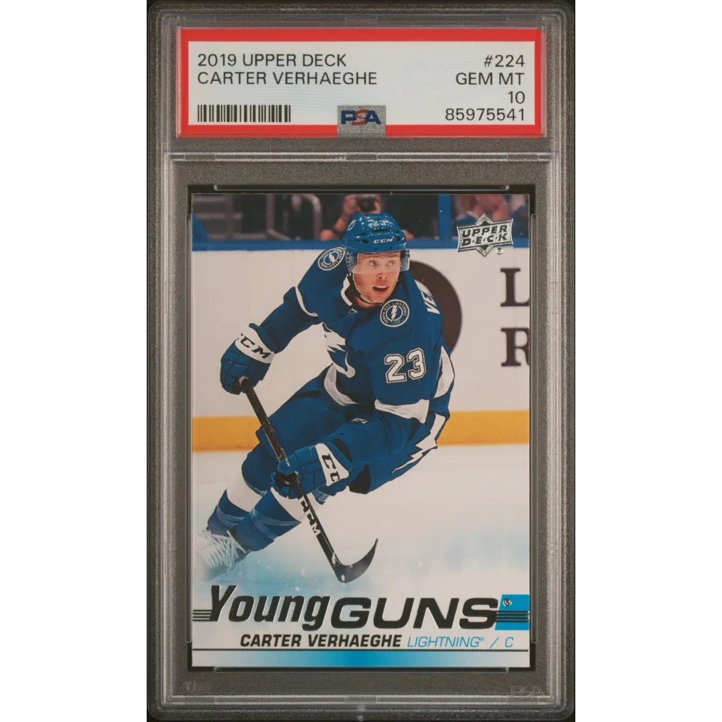 Perfect GEM MT 10 Carter Verhaeghe 2019 Upper Deck hockey card image