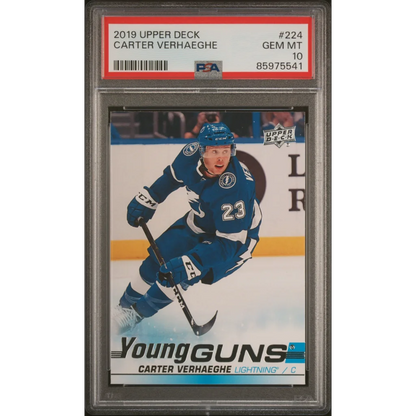 Perfect GEM MT 10 Carter Verhaeghe 2019 Upper Deck hockey card image