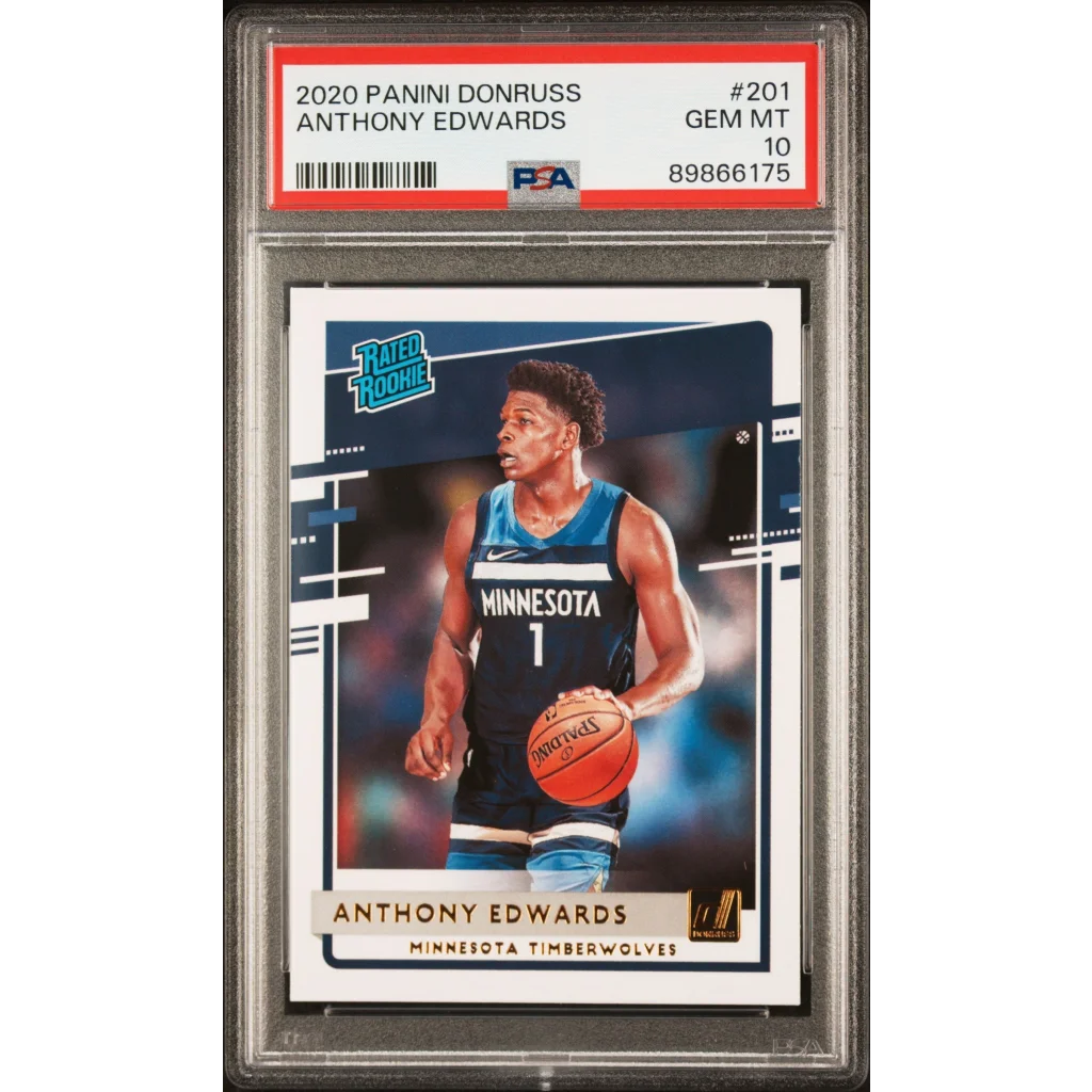Graded 2020-21 Panini Donruss Anthony Edwards #201 Rated Rookie RC Basketball Card PSA 10 Gem Mint | Hall of Fame Sports Memorabilia | vintageantiquesgifts.com