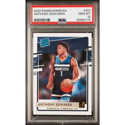 Graded 2020-21 Panini Donruss Anthony Edwards #201 Rated Rookie RC Basketball Card PSA 10 Gem Mint | Hall of Fame Sports Memorabilia | vintageantiquesgifts.com