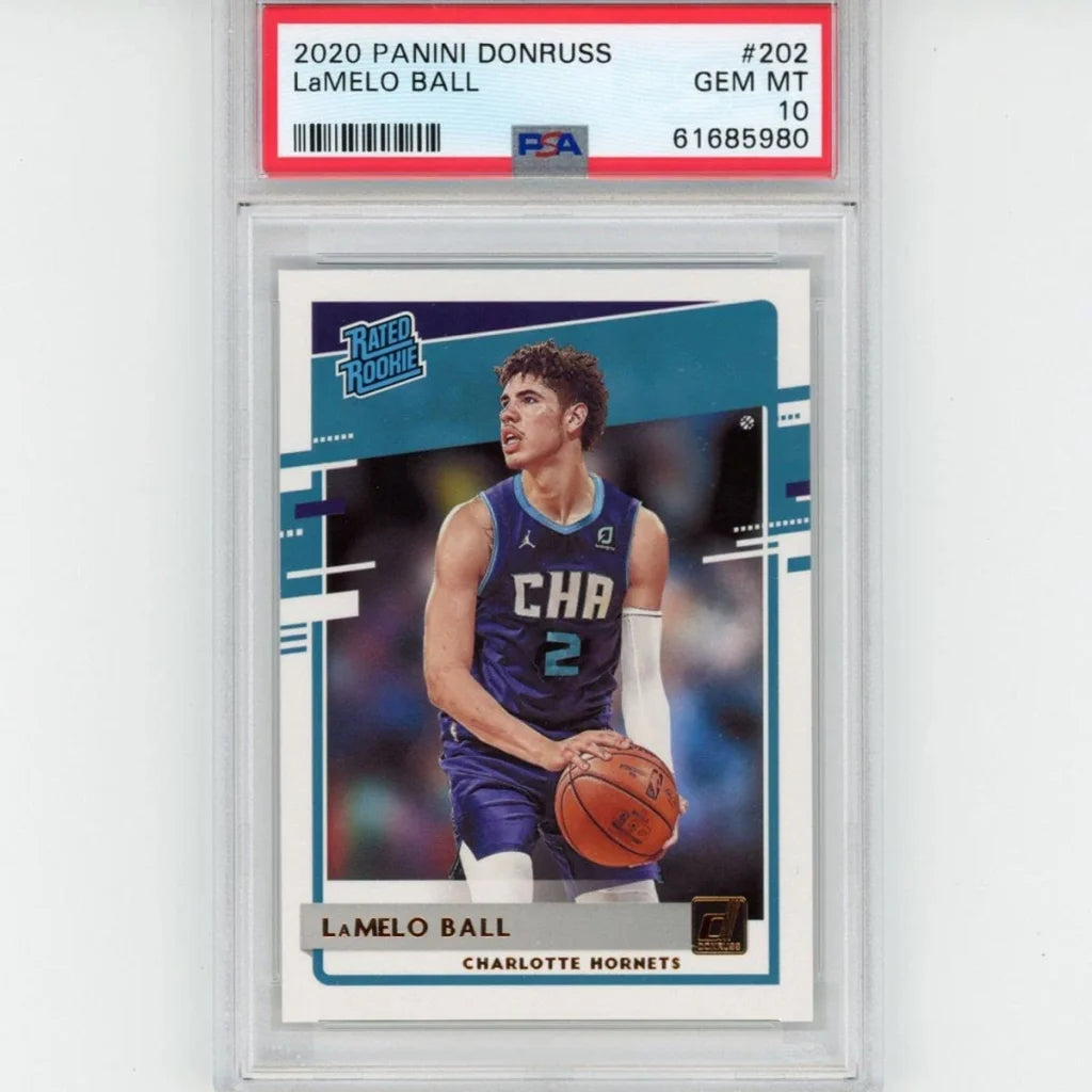 LaMelo Ball rookie Panini Donruss basketball card PSA graded gem mint sports card