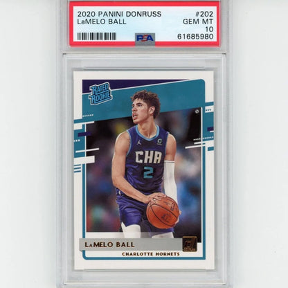 LaMelo Ball rookie Panini Donruss basketball card PSA graded gem mint sports card
