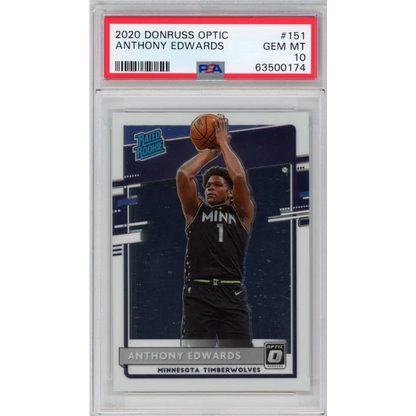 Graded 2020-21 Panini Donruss Optic Anthony Edwards #151 Rookie RC Basketball Card PSA 10 Gem Mint | Hall of Fame Sports Memorabilia | vintageantiquesgifts.com