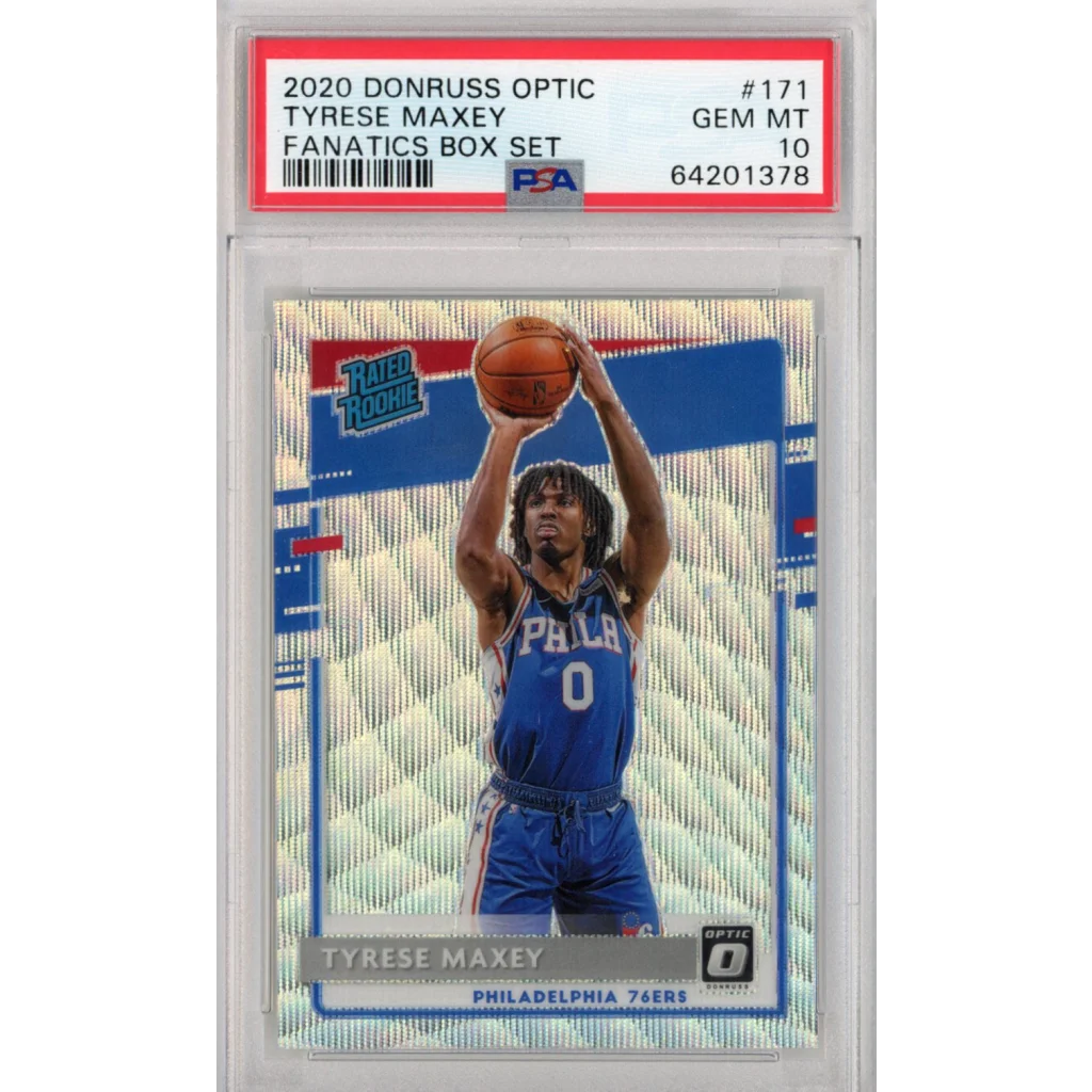 Tyrese Maxey 2020 Donruss Optic Rookie Card PSA 10 GEM MT Fanatics Box Set