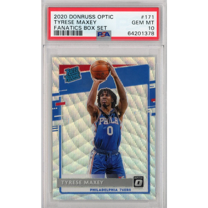 Tyrese Maxey 2020 Donruss Optic Rookie Card PSA 10 GEM MT Fanatics Box Set