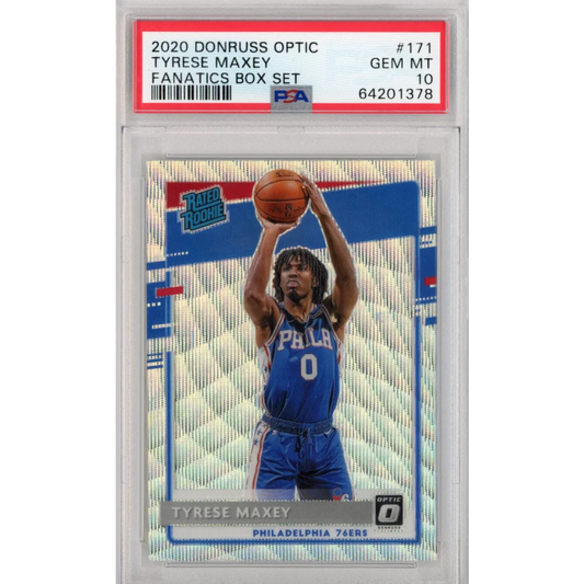 Tyrese Maxey 2020 Donruss Optic Rookie Card PSA 10 GEM MT Fanatics Box Set