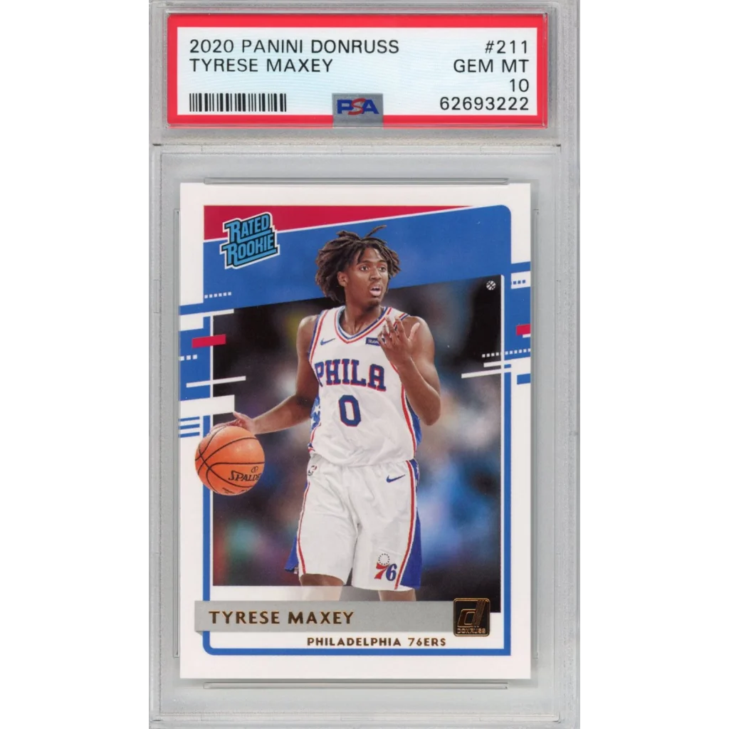 Graded 2020-21 Panini Donruss Tyrese Maxey #211 Rated Rookie RC Basketball Card PSA 10 Gem Mint | Hall of Fame Sports Memorabilia | vintageantiquesgifts.com