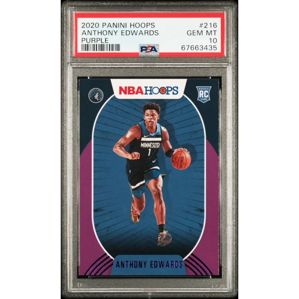 Graded 2020-21 Panini Hoops Anthony Edwards #216 Purple Rookie RC Basketball Card PSA 10 Gem Mint | Hall of Fame Sports Memorabilia | vintageantiquesgifts.com