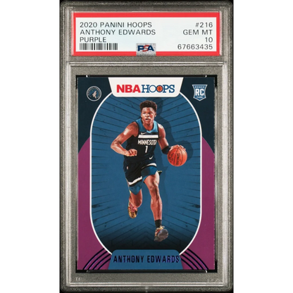 Graded 2020-21 Panini Hoops Anthony Edwards #216 Purple Rookie RC Basketball Card PSA 10 Gem Mint | Hall of Fame Sports Memorabilia | vintageantiquesgifts.com