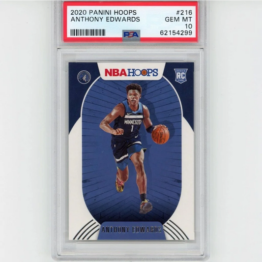 Graded PSA 10 Gem Mint 2020-21 Panini Hoops Anthony Edwards #216 Rookie Card