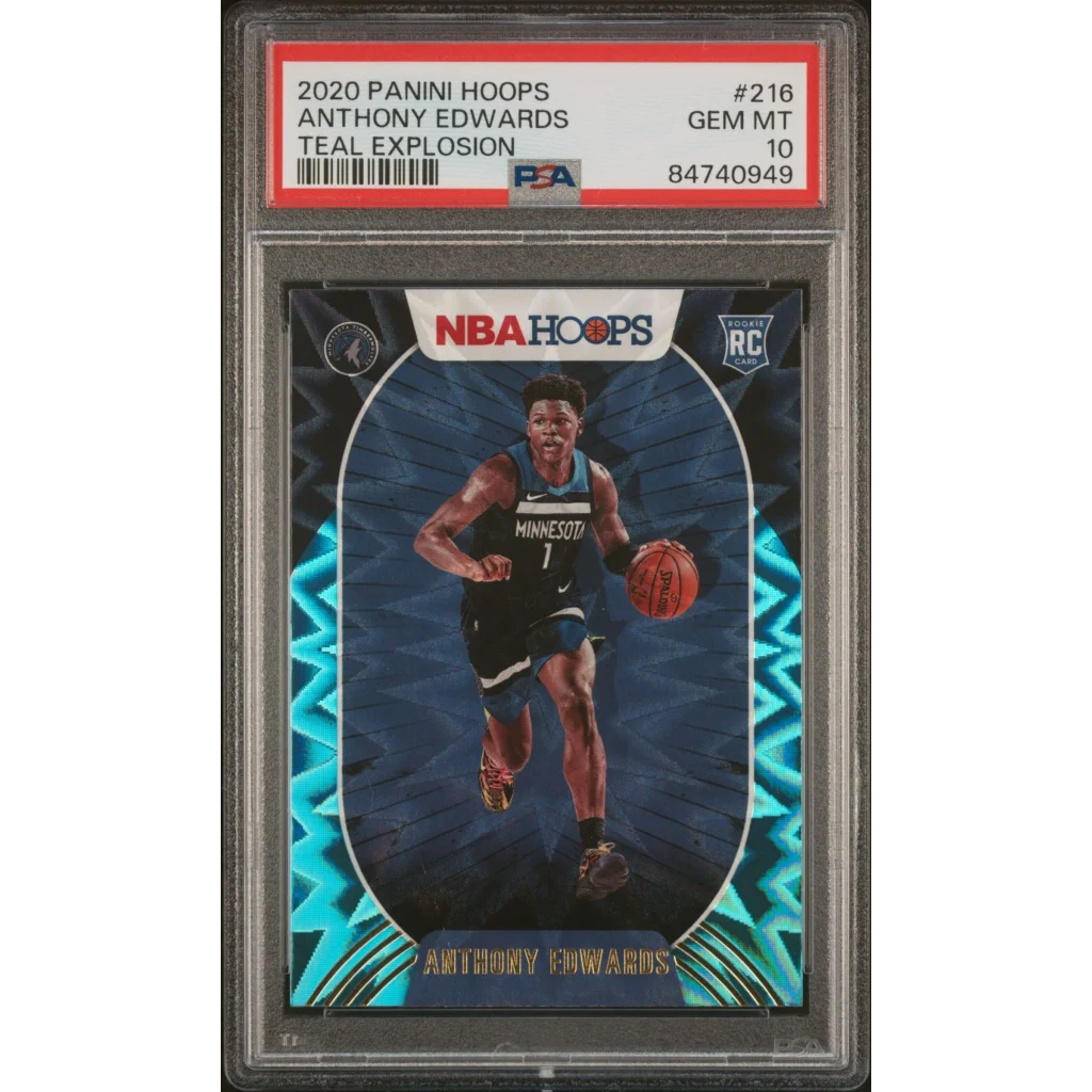 Graded 2020-21 Panini Hoops Anthony Edwards #216 Teal Explosion Rookie RC Basketball Card PSA 10 Gem Mint | Hall of Fame Sports Memorabilia | vintageantiquesgifts.com
