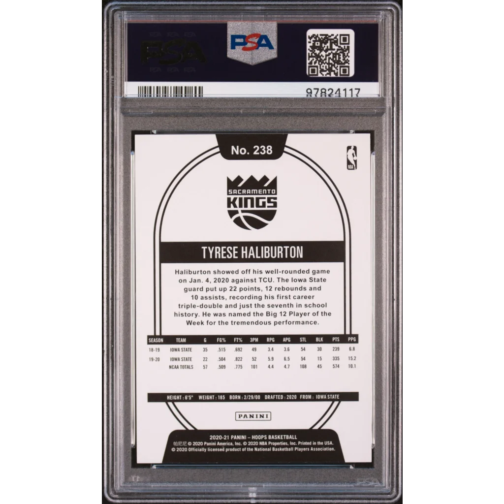 Graded PSA 10 Tyrese Haliburton 2020 Panini Hoops Winter Rookie Card image