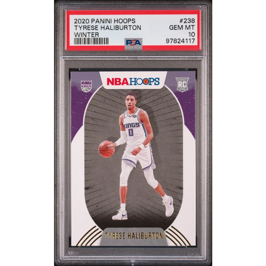 PSA 10 Tyrese Haliburton 2020 Panini Hoops Winter Rookie Card in protective case