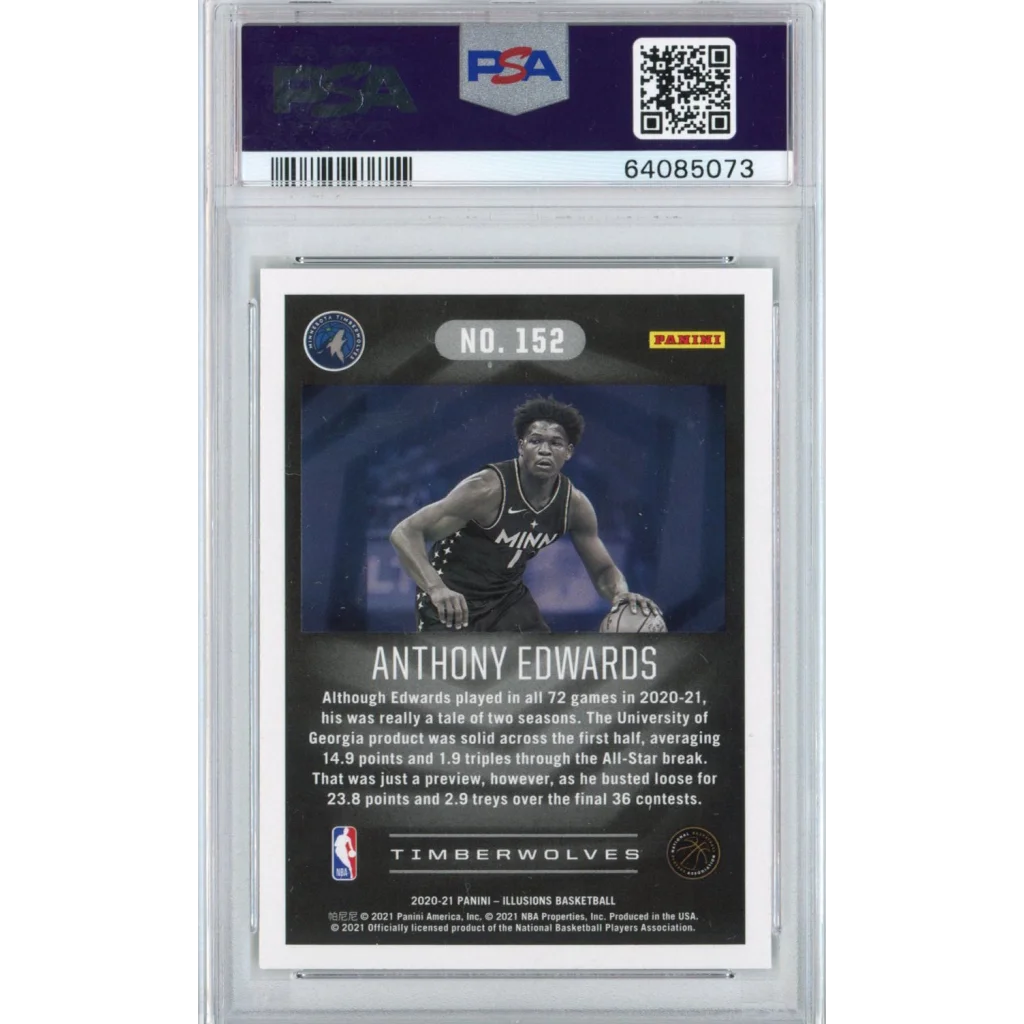 Graded 2020-21 Panini Illusions Anthony Edwards #152 Rookie RC Basketball Card PSA 10 Gem Mint | PSA 10 Gem Mint Graded Rookie Card | vintageantiquesgifts.com