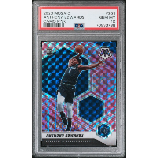 PSA graded Anthony Edwards Camo Pink Mosaic basketball card for collectors