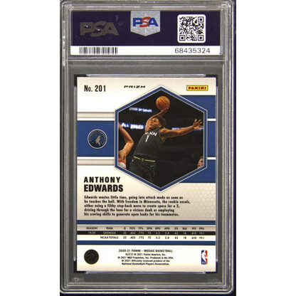 Graded 2020-21 Panini Mosaic Anthony Edwards #201 Green Mosaic Rookie RC Basketball Card PSA 10 Gem Mint | PSA 10 Gem Mint Graded Rookie Card | vintageantiquesgifts.com