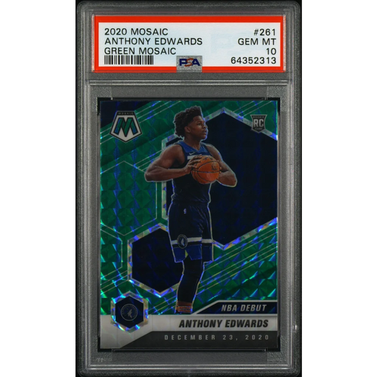 Graded 2020-21 Panini Mosaic Anthony Edwards #261 Green Mosaic Rookie RC Basketball Card PSA 10 Gem Mint | Hall of Fame Sports Memorabilia | vintageantiquesgifts.com