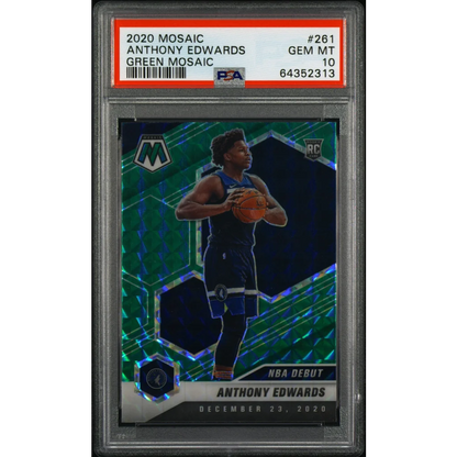 PSA graded 2020 Mosaic Anthony Edwards Green basketball card for collectors