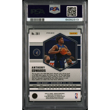 PSA 10 Graded 2020-21 Panini Mosaic Anthony Edwards Green Mosaic Rookie Card