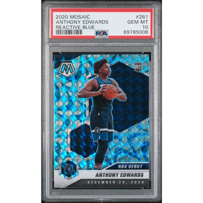 Graded 2020-21 Panini Mosaic Anthony Edwards #261 Reactive Blue Rookie RC Basketball Card PSA 10 Gem Mint | Hall of Fame Sports Memorabilia | vintageantiquesgifts.com