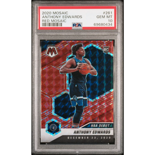 PSA graded 2020 Anthony Edwards Red Mosaic Rookie Card for basketball fans