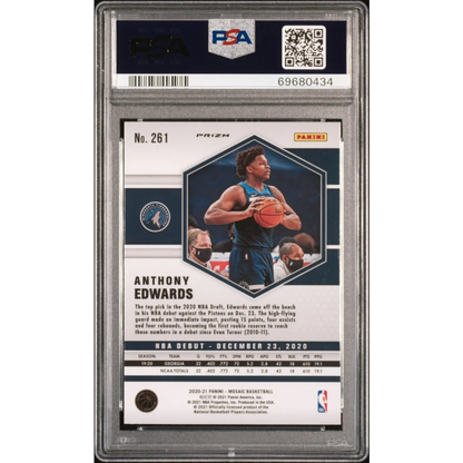 Graded 2020-21 Panini Mosaic Anthony Edwards #261 Red Mosaic Rookie RC Basketball Card PSA 10 Gem Mint | PSA 10 Gem Mint Graded Rookie Card | vintageantiquesgifts.com