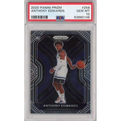 Graded 2020-21 Panini Prizm Anthony Edwards #258 Rookie RC Basketball Card PSA 10 Gem Mint | Hall of Fame Sports Memorabilia | vintageantiquesgifts.com