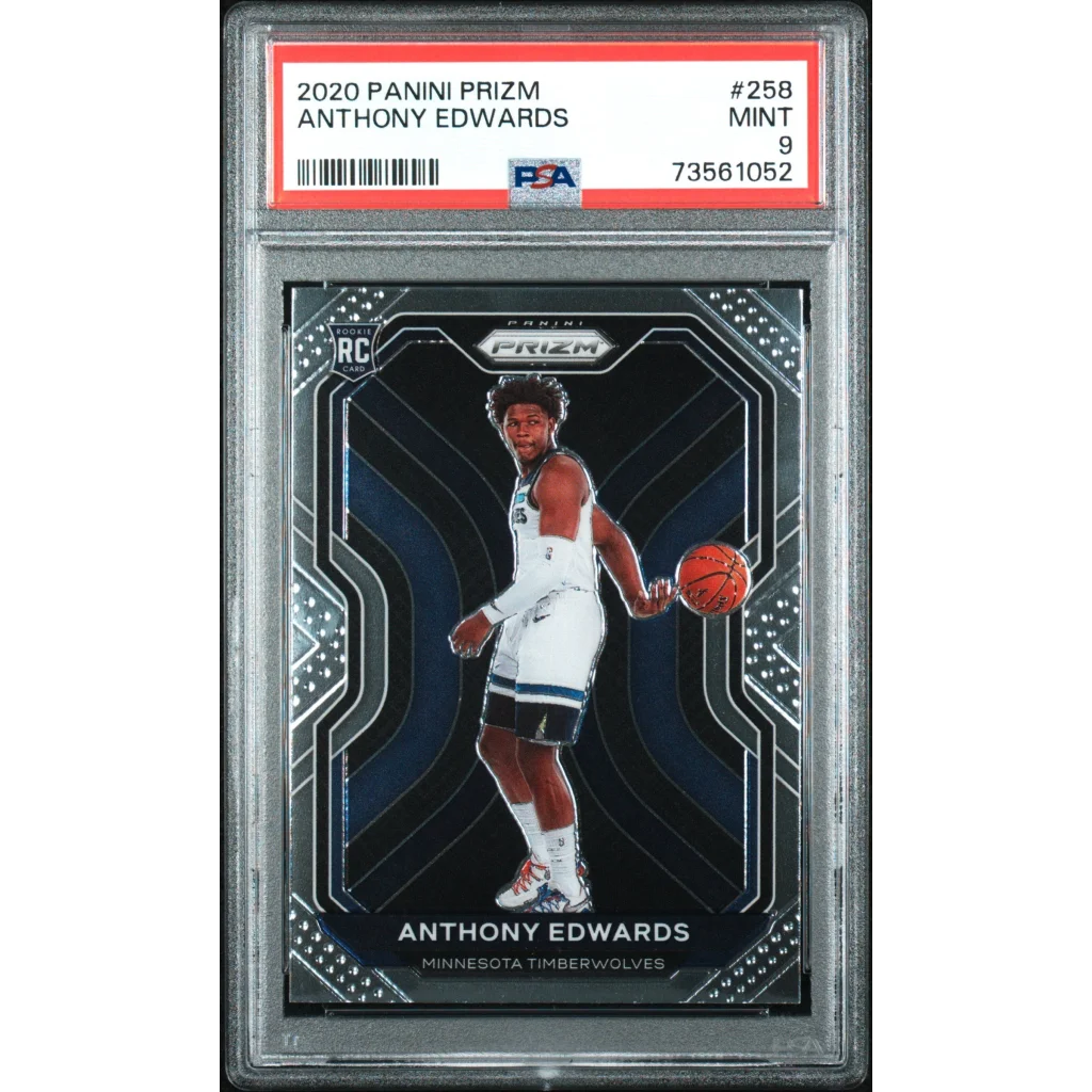 PSA graded Anthony Edwards rookie card from 2020 Panini Prizm in Mint 9 condition