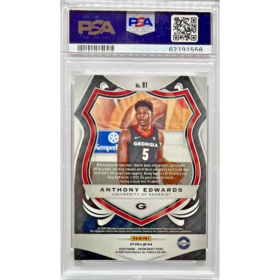 PSA 10 Anthony Edwards 2020 Prizm Pink Ice Rookie Card basketball card image