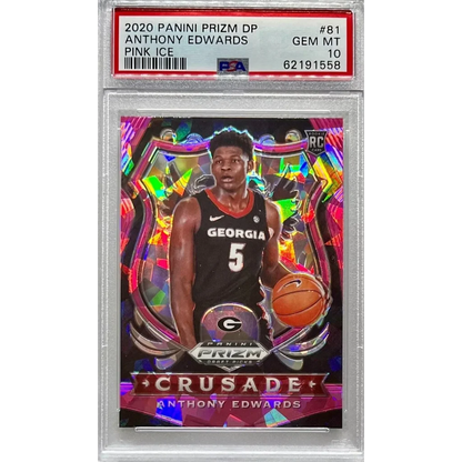 Anthony Edwards 2020 Panini Prizm Pink Ice Rookie Card PSA 10 GEM MT