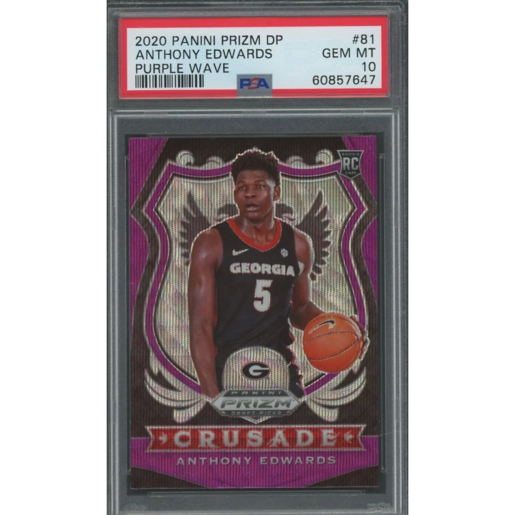 Graded 2020-21 Panini Prizm DP Anthony Edwards #81 Purple Wave Rookie RC Basketball Card PSA 10 Gem Mint | Hall of Fame Sports Memorabilia | vintageantiquesgifts.com