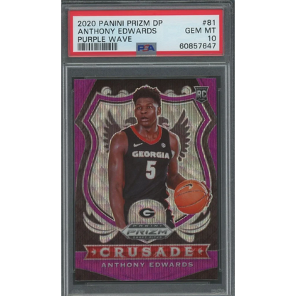 Graded 2020-21 Panini Prizm DP Anthony Edwards #81 Purple Wave Rookie RC Basketball Card PSA 10 Gem Mint | Hall of Fame Sports Memorabilia | vintageantiquesgifts.com