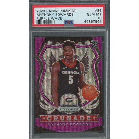 Graded 2020-21 Panini Prizm DP Anthony Edwards #81 Purple Wave Rookie RC Basketball Card PSA 10 Gem Mint | Hall of Fame Sports Memorabilia | vintageantiquesgifts.com