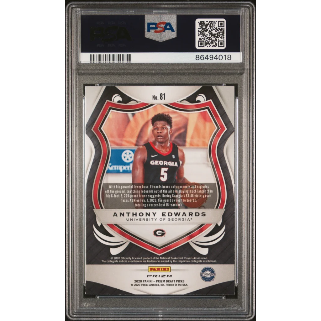 Graded PSA 10 Anthony Edwards red ice Prizm rookie card in slab