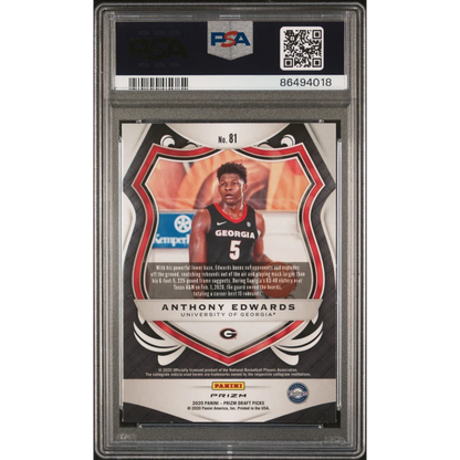 Graded PSA 10 Anthony Edwards red ice Prizm rookie card in slab