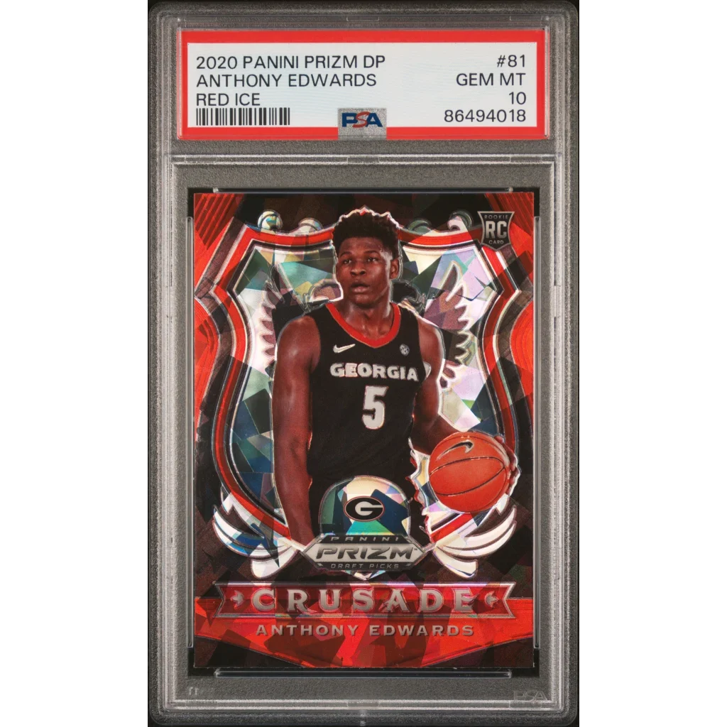 Graded PSA 10 Gem Mint 2020 Panini Prizm Anthony Edwards Red Ice Rookie Card