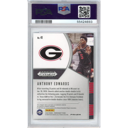 Graded 2020-21 Panini Prizm DP Draft Picks Anthony Edwards #41 Green Prizm Rookie RC Basketball Card PSA 10 Gem Mint | PSA 10 Gem Mint Graded Rookie Card | vintageantiquesgifts.com