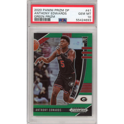 Graded 2020-21 Panini Prizm DP Draft Picks Anthony Edwards #41 Green Prizm Rookie RC Basketball Card PSA 10 Gem Mint | Hall of Fame Sports Memorabilia | vintageantiquesgifts.com