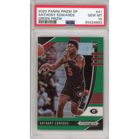 Graded 2020-21 Panini Prizm DP Draft Picks Anthony Edwards #41 Green Prizm Rookie RC Basketball Card PSA 10 Gem Mint | Hall of Fame Sports Memorabilia | vintageantiquesgifts.com