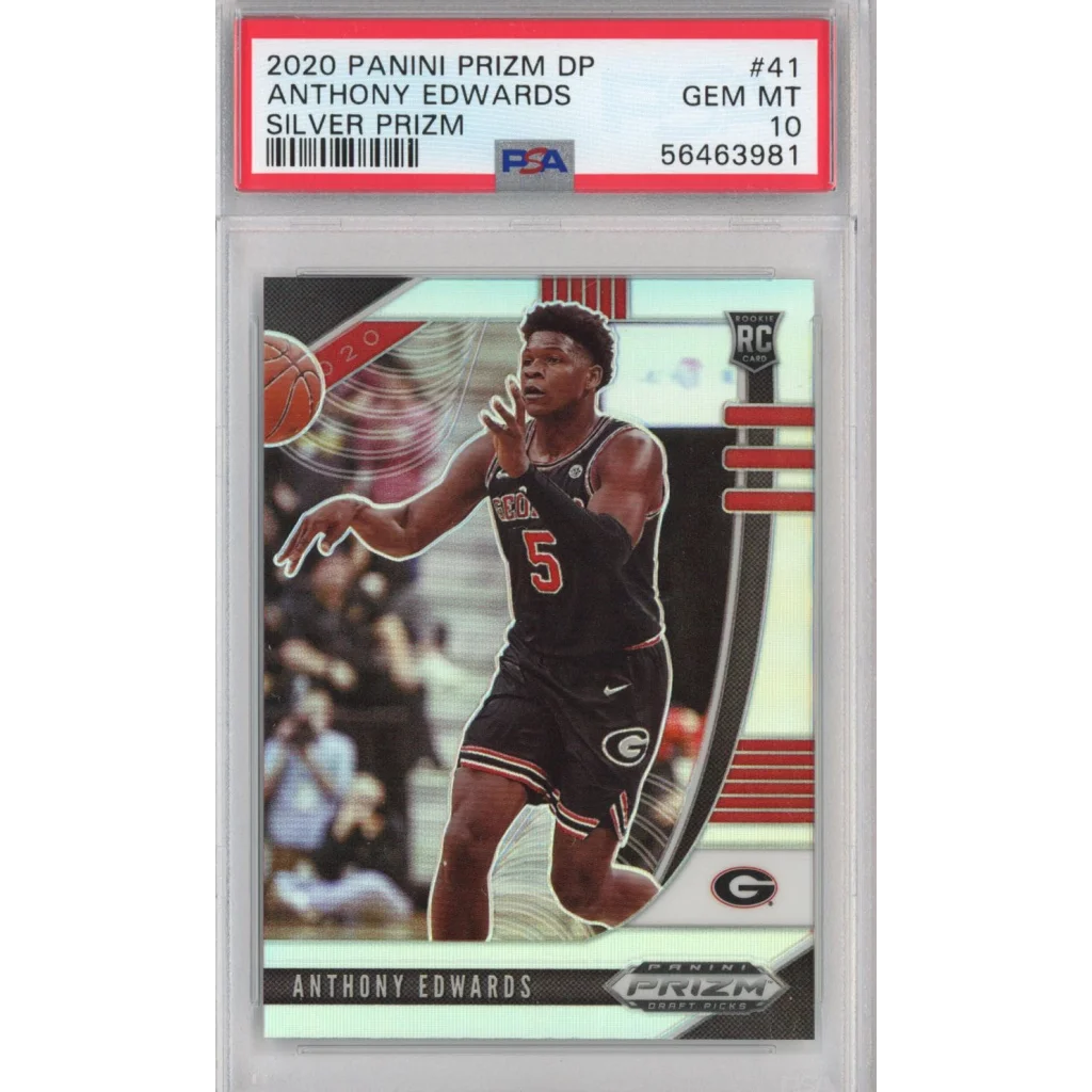 Graded PSA 10 Gem Mint 2020 Panini Prizm Anthony Edwards Silver Rookie Card
